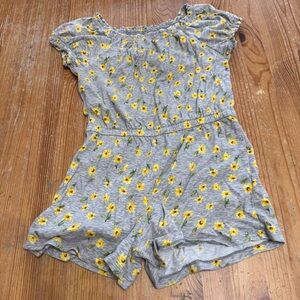 Old Navy 100% Cotton Sunflower Yellow Romper Shorts Cap Sleeve Elastic Waist